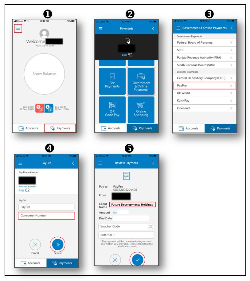 How to pay with PayPro through UBL Mobile Banking App ?