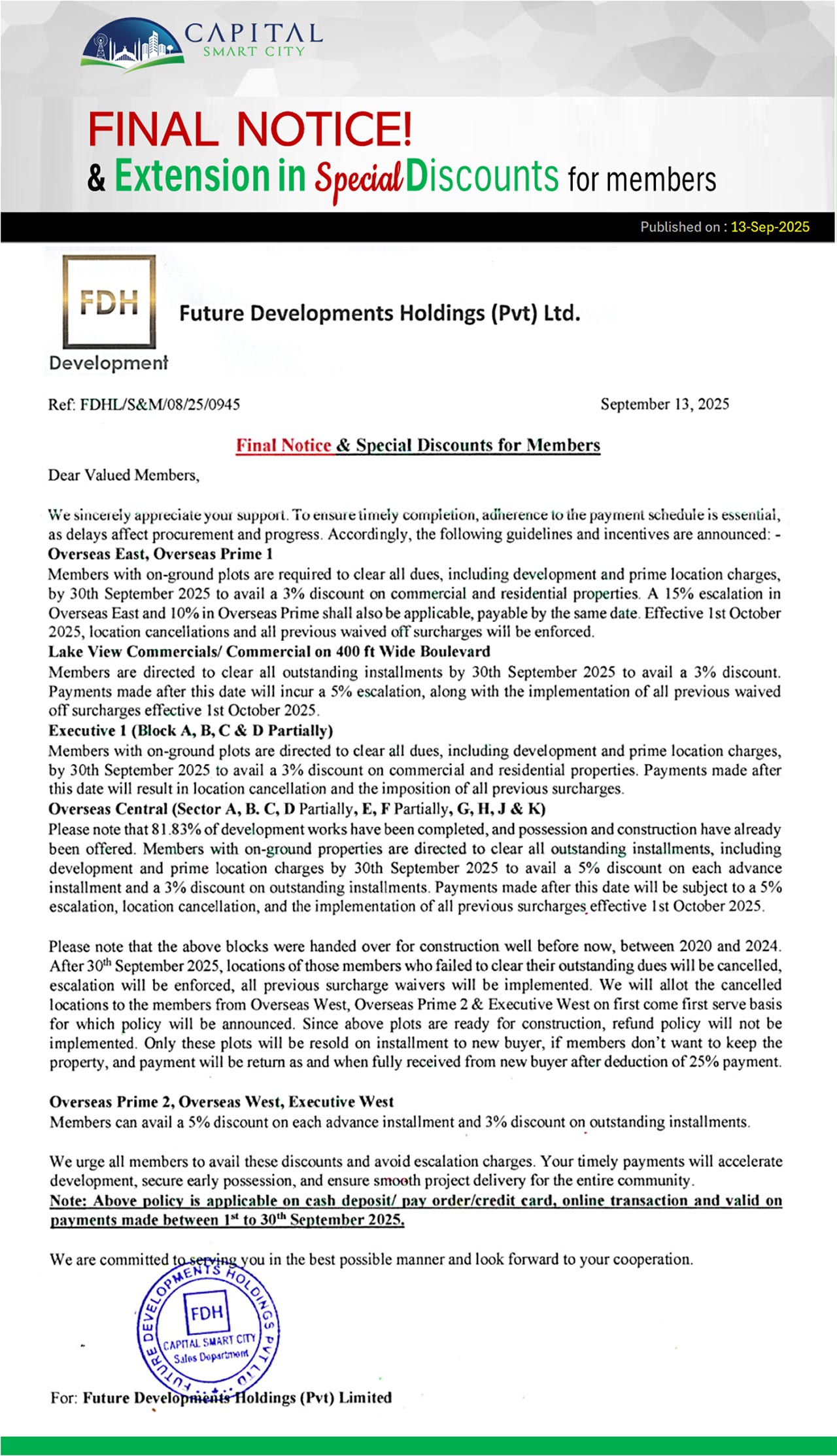 FINAL NOTICE! & Extension in Special Discounts for members