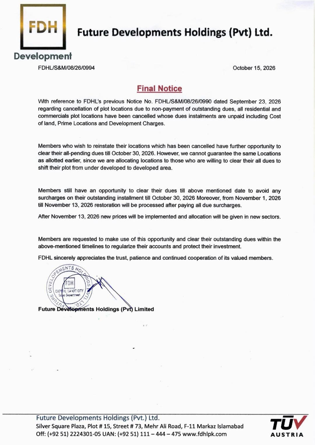 Final Notice